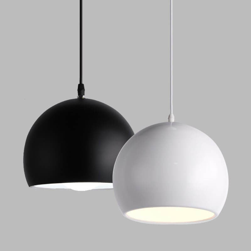 Modern Solid Color Round Head Iron Pendant Light - 1-Light Design, Stylish Lighting Fixture for Home Decor