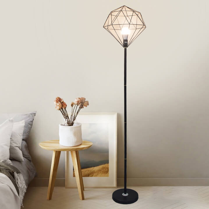 Contemporary Iron Hollow Diamond 1-Light Floor Lamp for Study