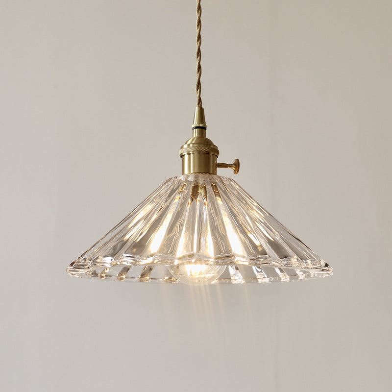 Nordic Minimalist Vintage Clear Brass Pendant Light 1-Light Fixture