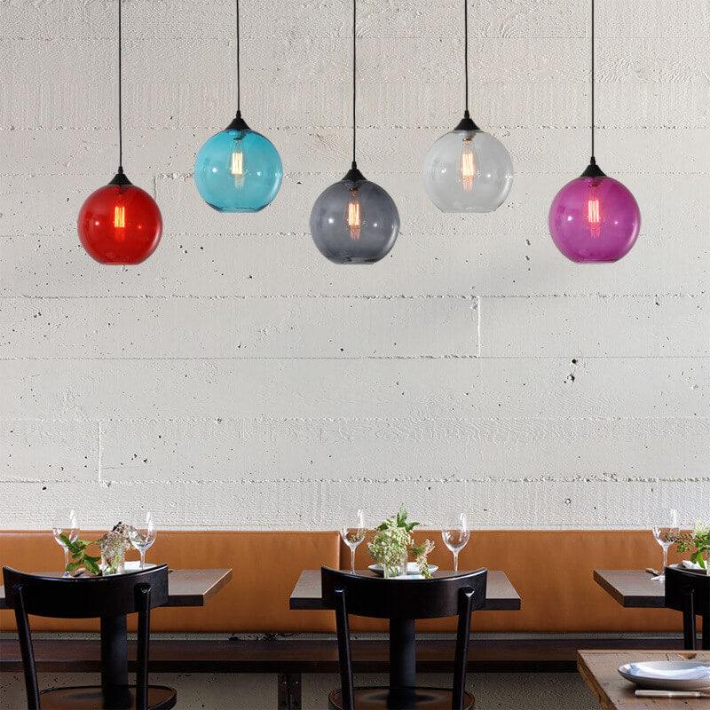 Modern Minimalist Stained Glass Iron 1-Light Pendant for Living Room