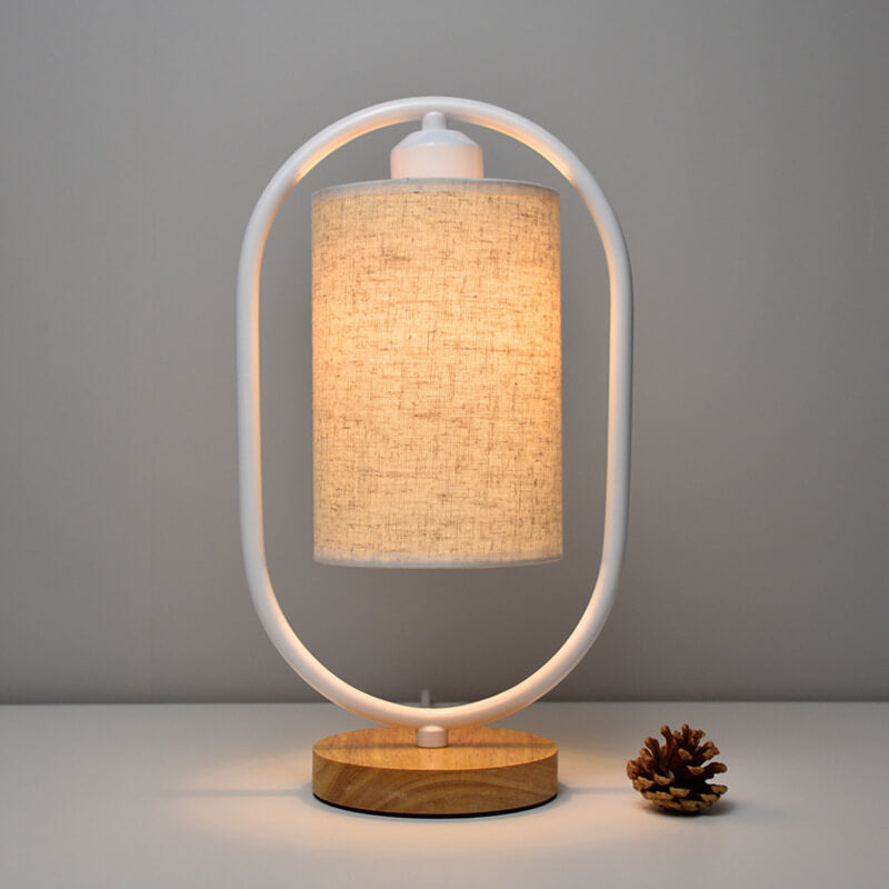 Nordic Linen White Ring 1-Light Dimmable Table Lamp - Modern Minimalist Design, Adjustable Brightness, Stylish Lighting for Living Room, Bedroom, Office - Contemporary Home Décor Accent Piece