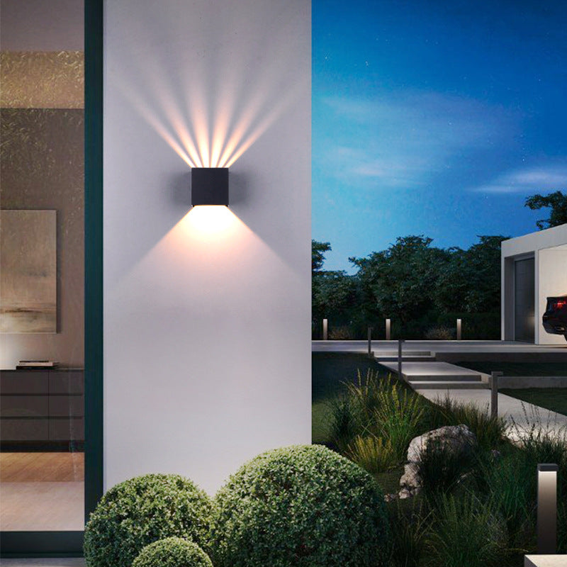 Modern Solid Color Aluminum LED Outdoor Wall Sconce - Waterproof Square Lamp