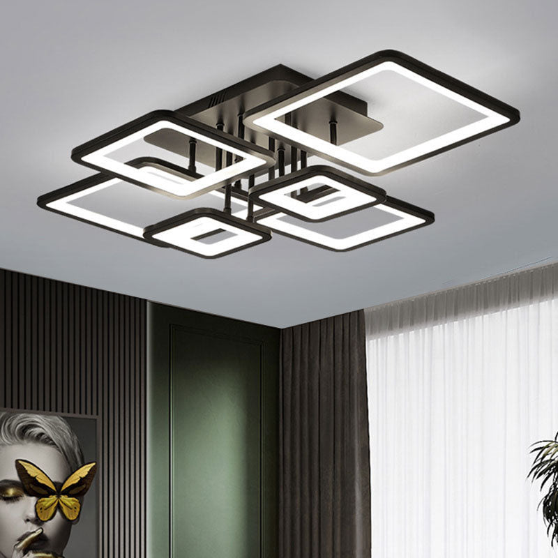 Modern Minimalist Acrylic LED Semi-Flush Mount Ceiling Light for Living Room
