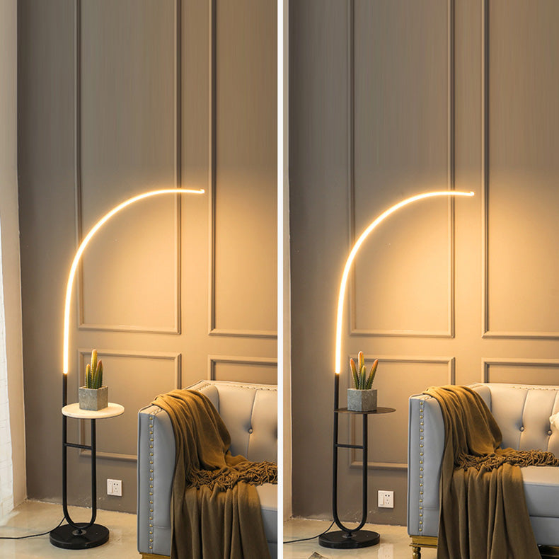 Contemporary Aluminum Strip LED Floor Lamp with Marble Base for Living Room