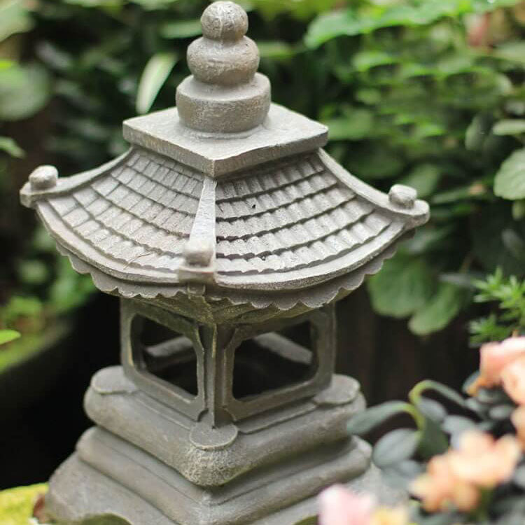 Japanese Zen Solar Pagoda Stone LED Outdoor Light - Waterproof Garden Decoration