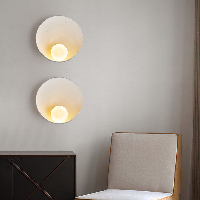 Modern Minimalist Round Iron Resin Wall Sconce Lamp - 1-Light Fixture, Contemporary Lighting, Stylish Home Decor, Adjustable Wall Light, Energy Efficient Design, Indoor Wall Lamp