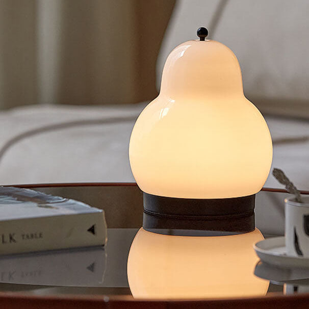 Traditional French Cream Pear Shape LED Rechargeable Touch Table Lamp for Bedroom Nightstand Lighting Decorative Accent Soft Warm White Glow Modern Minimalist Design Portable Cordless Dimmable Bedside Lamp Stylish Home Decor Unique Gifts for Her