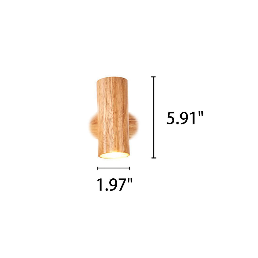Modern Minimalist Wood Track Spotlight Wall Sconce Lamp - 1/2/3 Light Options