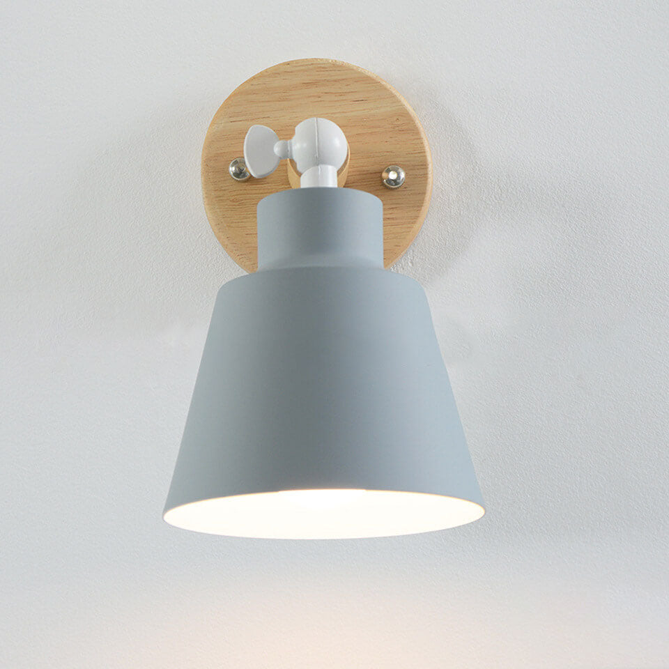 Nordic Minimalist Rotatable Wood 1-Light Wall Sconce Lamp Serene Design