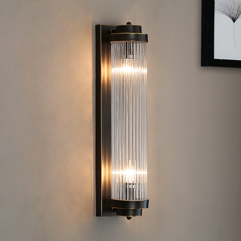 Traditional European Iron Glass Wall Sconce - 2-Light Lamp for Living Room