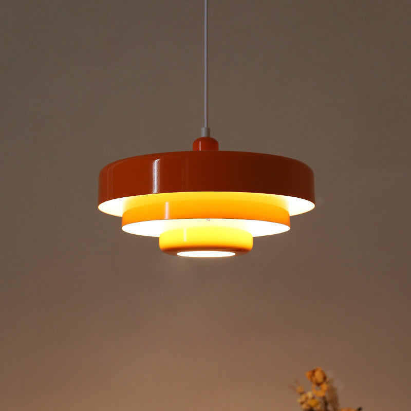 Nordic Vintage Multi-Layer Round Metal Pendant Light 1-Light Fixture