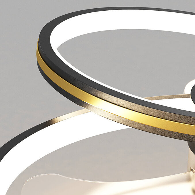 Luxury Acrylic Three Rings LED Flush Mount Fan Light Design