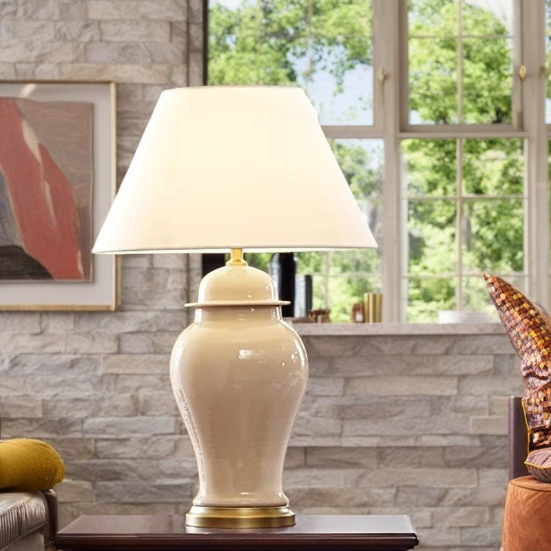 Traditional Rustic Ceramic Fabric Conic Vase 1-Light Table Lamp for Study Bedroom Home Decor Modern Rustic Lighting Elegant Desk Lamp Unique Accent Lamp Decorative Illumination Farmhouse Style Ceramic Table Lamp Cozy Living Room Lighting Soft Fabric Shade