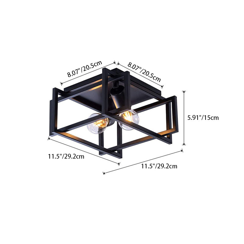 Contemporary Industrial Square Iron 2-Light Semi-Flush Mount Ceiling Light 

Upgrade your living room decor with this stylish contemporary industrial 2-light semi-flush mount ceiling light. Crafted from durable iron with a sleek square design, this fixtur