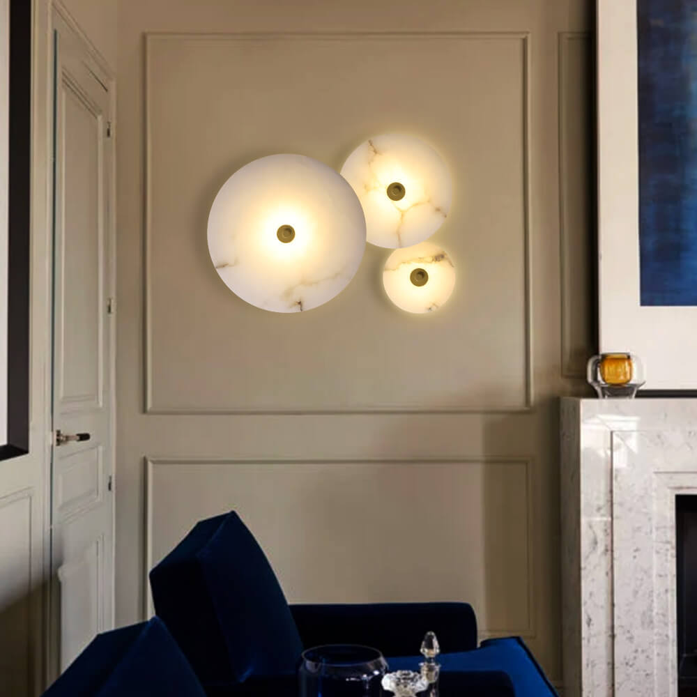 Contemporary Luxury Marble Iron LED Wall Sconce for Living Room & Bedroom