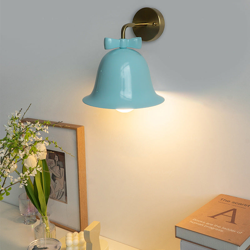Traditional French Bell Wall Sconce Lamp - Round Iron 1-Light for Living Room