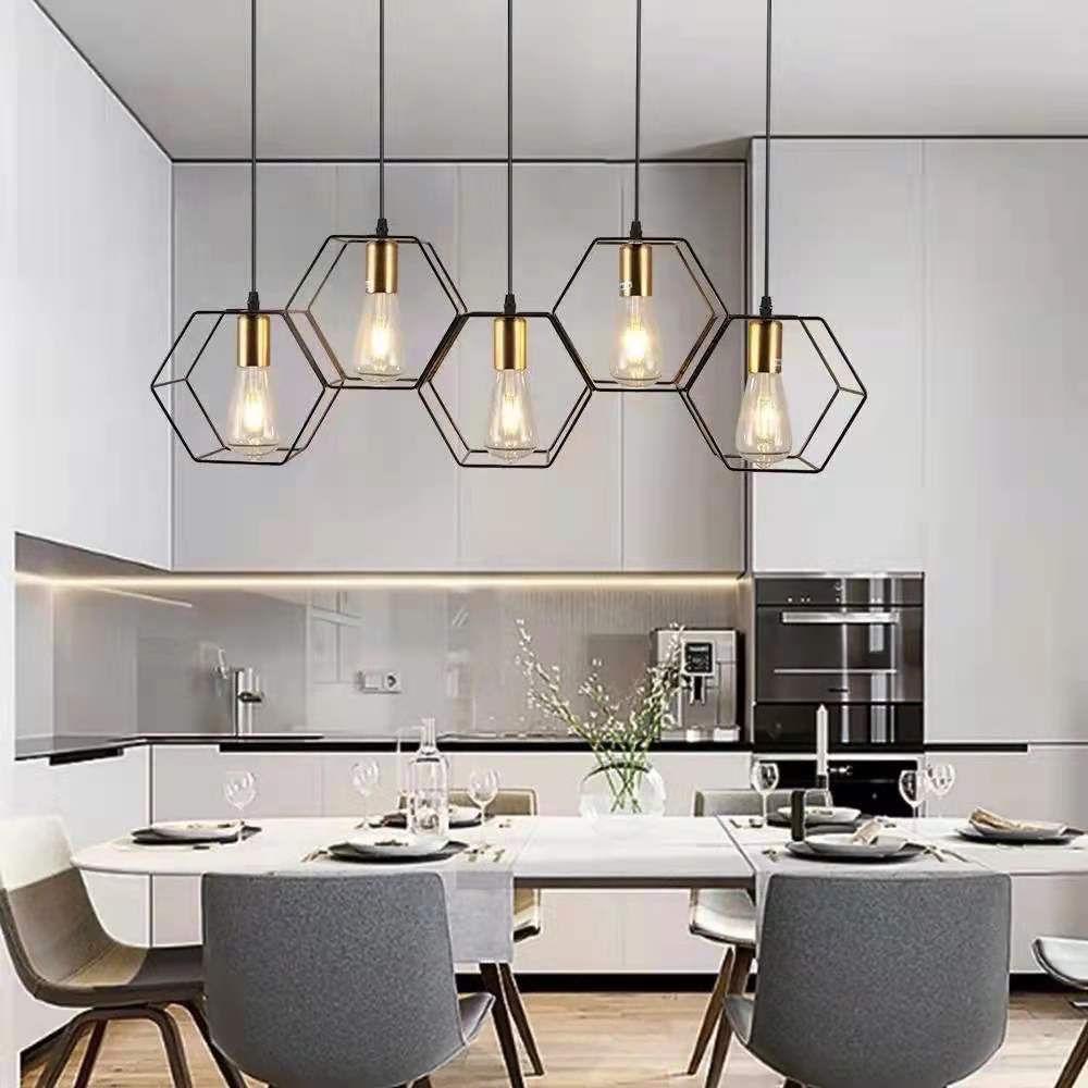 Contemporary Industrial 3/5 Light Iron Island Chandelier for Living & Dining Rooms