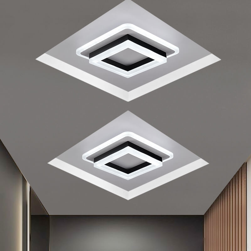 Nordic Simple Acrylic LED Flush Mount Ceiling Light - Square Circle Iron Design