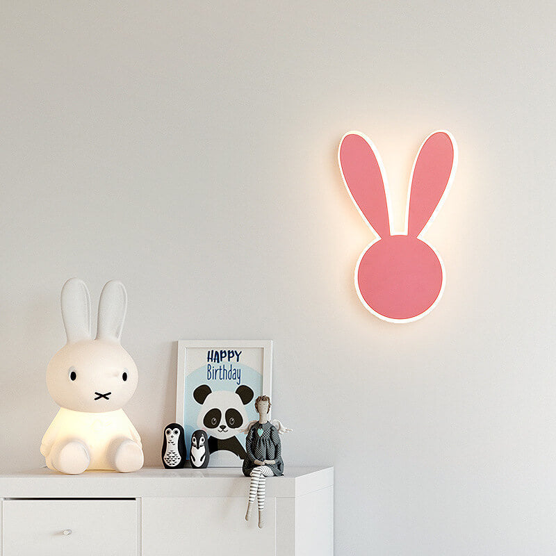 Cartoon Creative Mouse Rabbit LED Wall Sconce Lamp Cute Night Light Kids Room Decor Nursery Lighting Creative Wall Fixture Funny Animal Design Energy Efficient Light for Children's Bedroom Modern Home Décor Unique Gift Idea for Kids Fun Cartoon Character