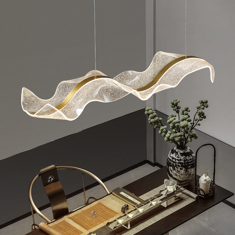 Contemporary Acrylic Corrugated LED Pendant Light for Living Room