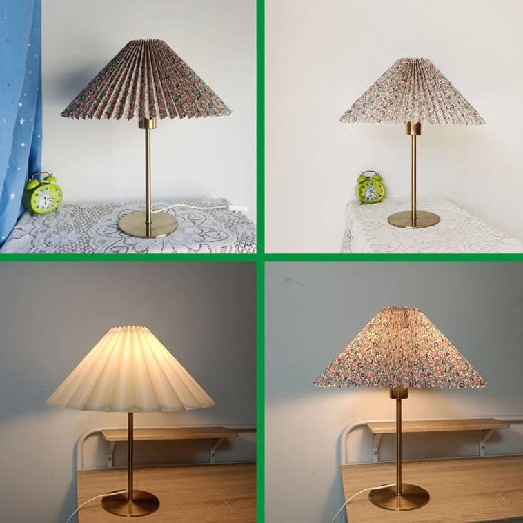 Retro Nostalgic Pleated Umbrella Table Lamp - 1-Light Designer Accent Lighting
