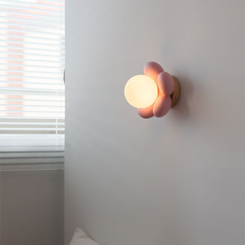 Modern Creative Flower Shape Glass Ceramic 1-Light Kids Wall Sconce Lamp Decorative Night Light for Children's Room Stylish Floral Design Nursery Wall Decor Energy-Efficient LED Compatible Adorable Kids Lighting Fixture Colorful Playroom Accent Lamp Ideal