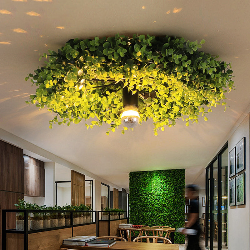 Decorative Green Plant Flush Mount Ceiling Light - Modern Eco-Friendly Design, Indoor Lighting Fixture, Boho Style, Nature-Inspired Illumination, Perfect for Living Room or Bedroom