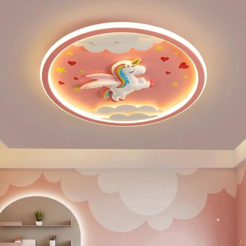 Modern Cartoon Resin Airplane Pegasus Acrylic Shade LED Kids Flush Mount Ceiling Light for Nursery Room Decor, Childrens Bedroom Lighting, Fun Playroom Fixtures, Colorful Kids Ceiling Lights, Kid-Friendly Home Lighting Solutions, Decorative Airplane Ceili