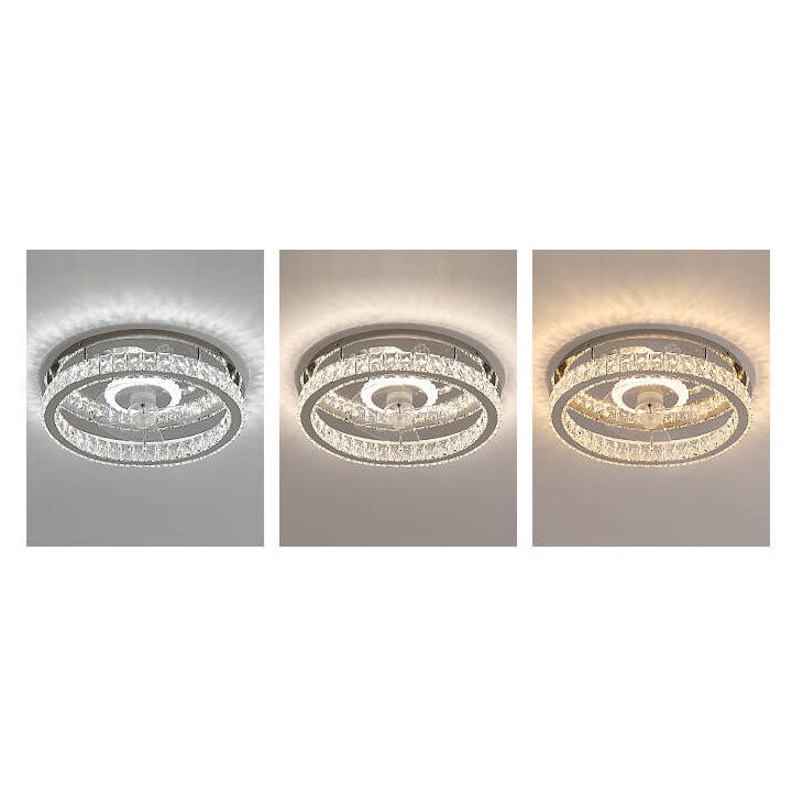 Modern Luxury Crystal Stainless Steel LED Ceiling Fan Light