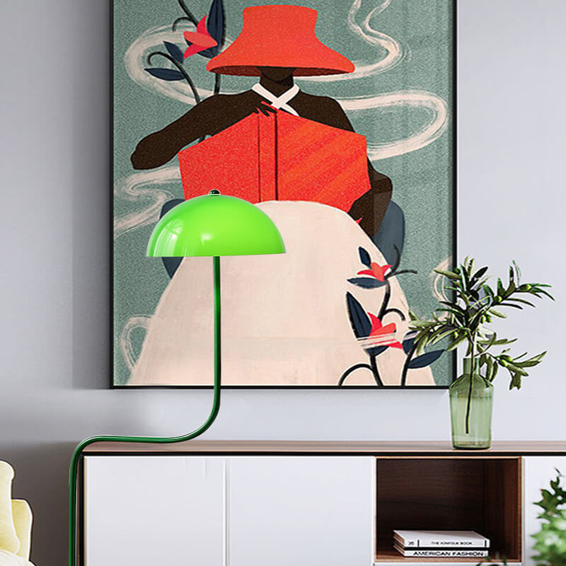 Contemporary Scandinavian Iron Glass Dome Floor Lamp for Study - 1-Light Design