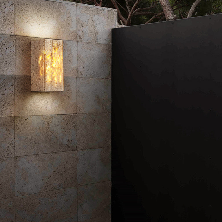 Traditional Japanese Waterproof Yellow Travertine LED Wall Sconce for Hallway