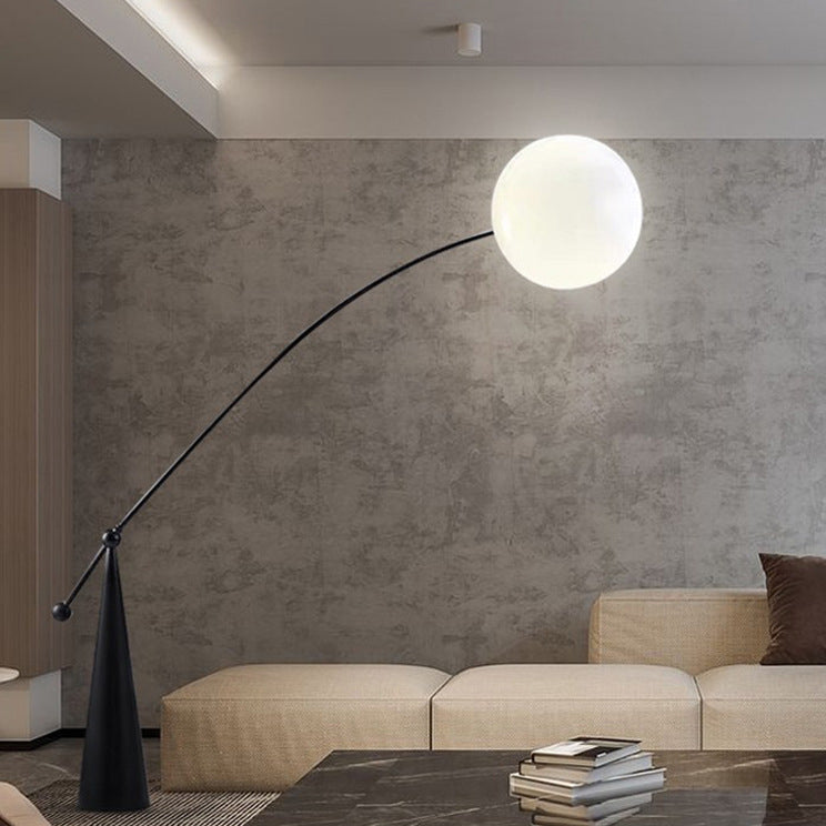 Contemporary Tapered Base Fishing Rod Floor Lamp - 1-Light Iron & Glass Design for Living Room