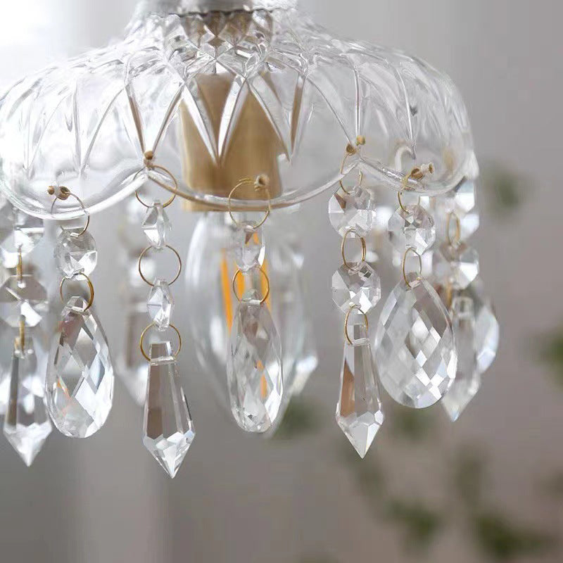 Vintage Floral Crystal Pendant Light - 1-Light Chandelier, Decorative Lighting, Elegant Home Decor, Retro Style, Kitchen, Dining Room, Living Room Lighting