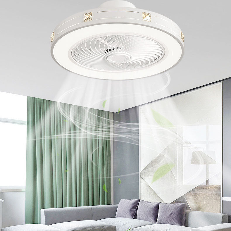Modern Minimalist Copper LED Flush Mount Ceiling Fan Light