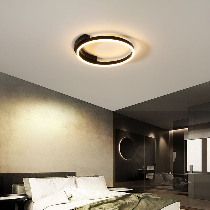 Modern Minimalist LED Flush Mount Ceiling Light – Acrylic & Aluminum Circle Ring for Living Room
