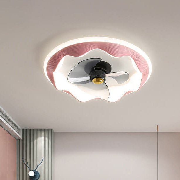 Modern Round Wave LED Ceiling Fan Light - Flush Mount Design, Energy Efficient, Interior Lighting, Stylish Home Decor, Contemporary Ceiling Fixture
