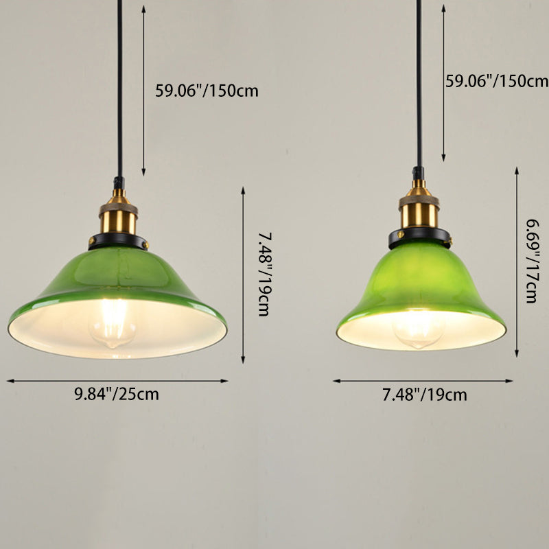 Contemporary Retro Emerald Green Flared Glass Pendant Light for Dining Room

Brighten your dining room with this stylish, contemporary retro pendant light. The emerald green flared glass shade adds a pop of elegance, making it the perfect ceiling fixture
