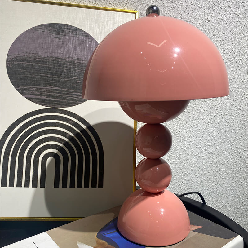 Contemporary Nordic Metal Mushroom Round Pod 1-Light Table Lamp for Bedroom Stylish Modern Lighting Fixture Nightstand Illuminated Decor Home Office Ambient Light Scandinavian Design Unique Table Lamp