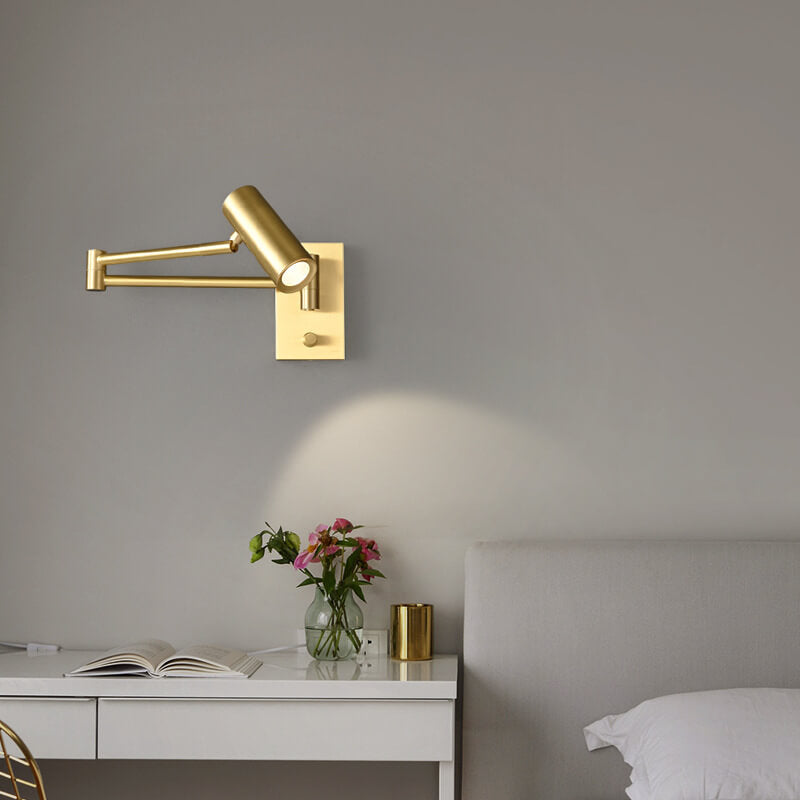 Nordic Luxury Copper Rotatable LED Wall Sconce Lamp for Eye Protection Reading