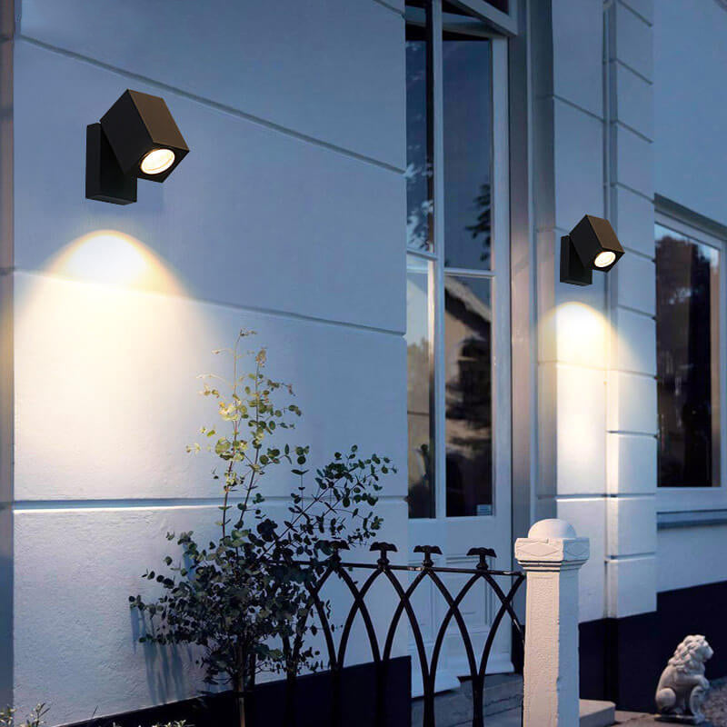 Modern Waterproof Square LED Garden Spotlight - Adjustable Angle Wall Sconce Lamp