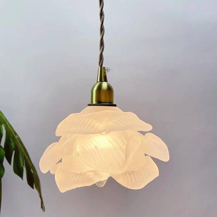French Vintage Petal Glass LED Pendant Light