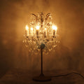 Vintage Crystal Candelabra Lamp - 6-Light Rust Table Lamp for Living Room
