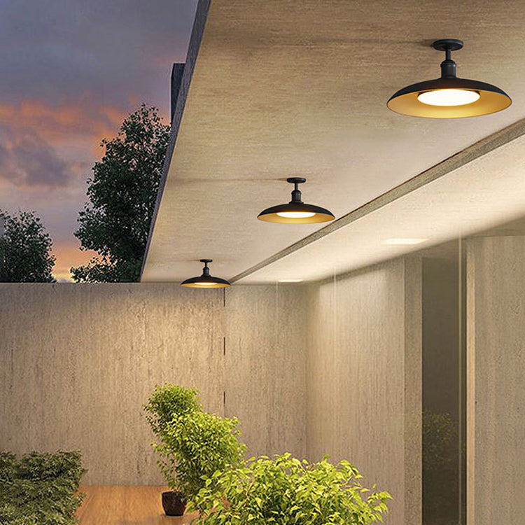 Contemporary Scandinavian Carbonized Steel Waterproof Semi-Flush Mount Light for Outdoor Patio