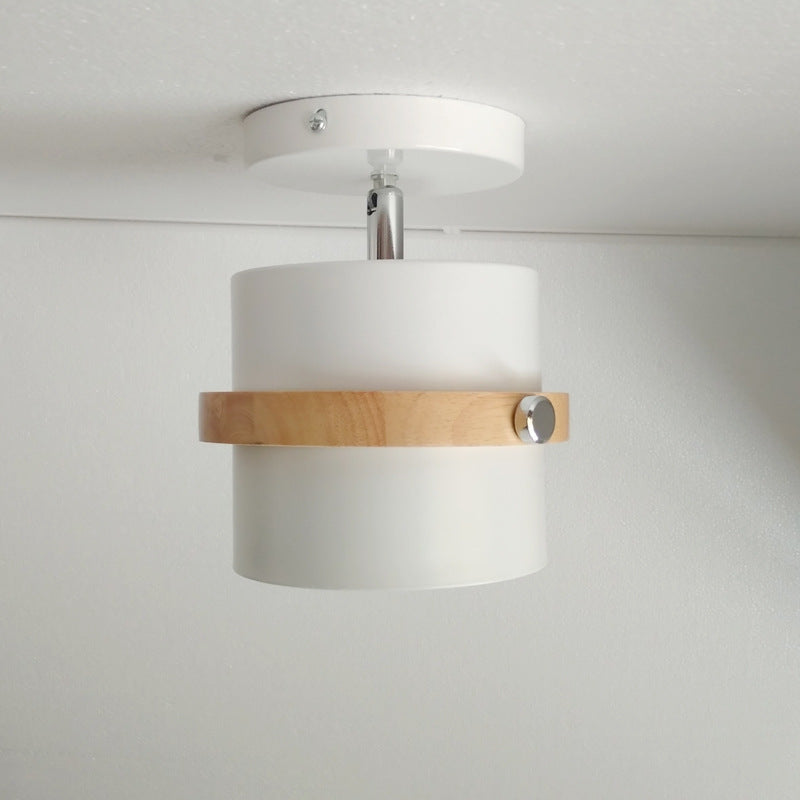 Contemporary Nordic Iron & Wood Semi-Flush Mount Ceiling Light for Hallway