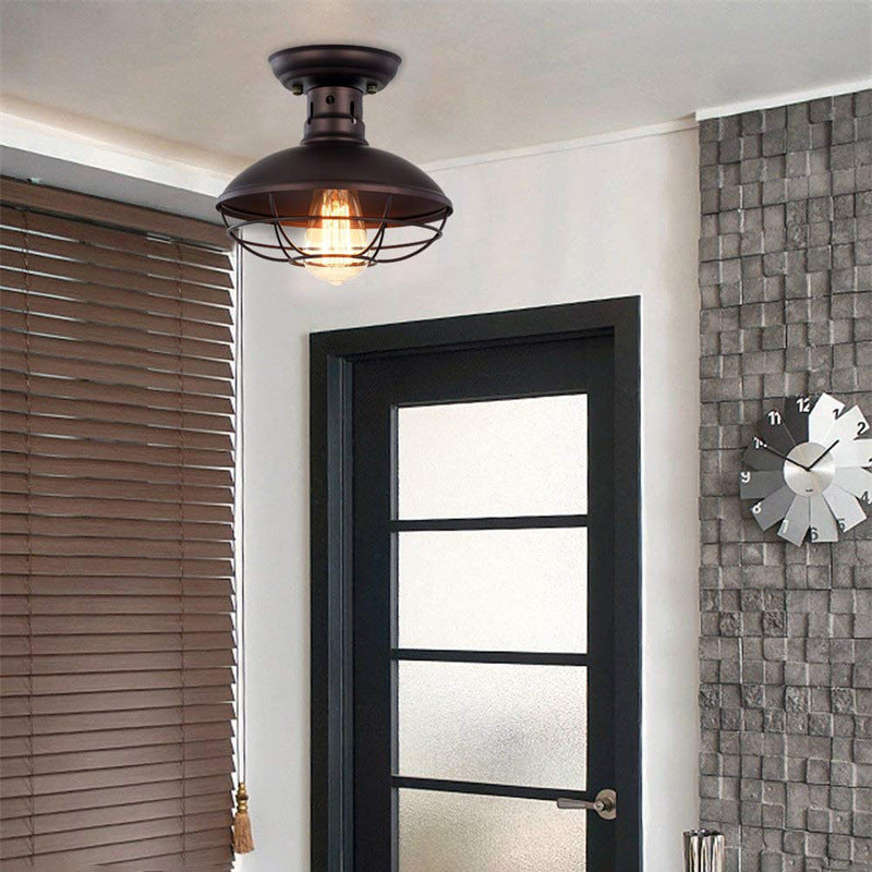 Contemporary Industrial Semi-Flush Mount Iron Light for Living Room
