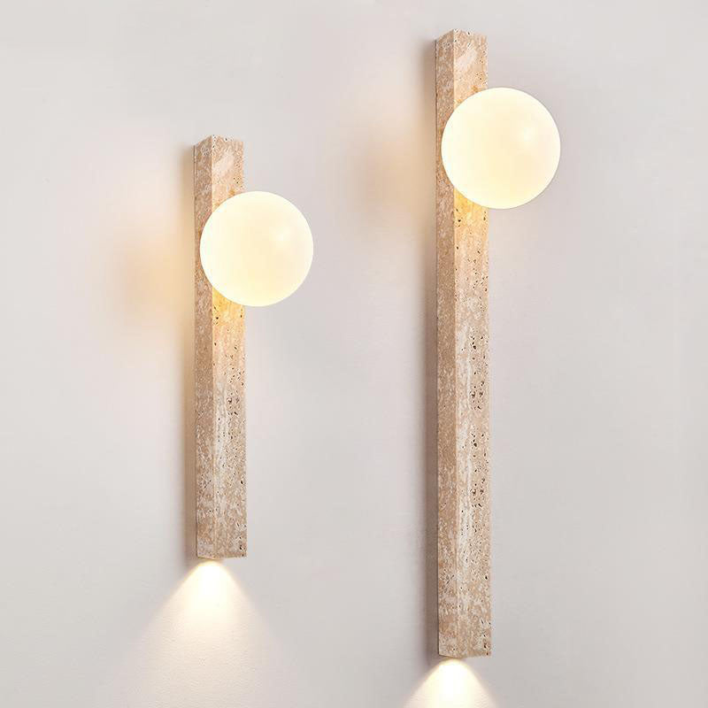 Traditional Japanese Yellow Travertine Lighting Fixture 2-Lights for Hallway