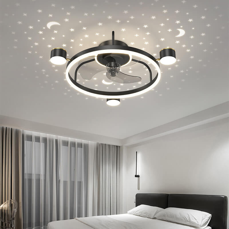 Modern Luxury Starry Sky LED Ceiling Fan Light
