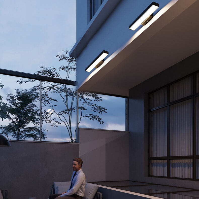Modern Minimalist LED Outdoor Wall Sconce - Waterproof Rectangular Sensor Light