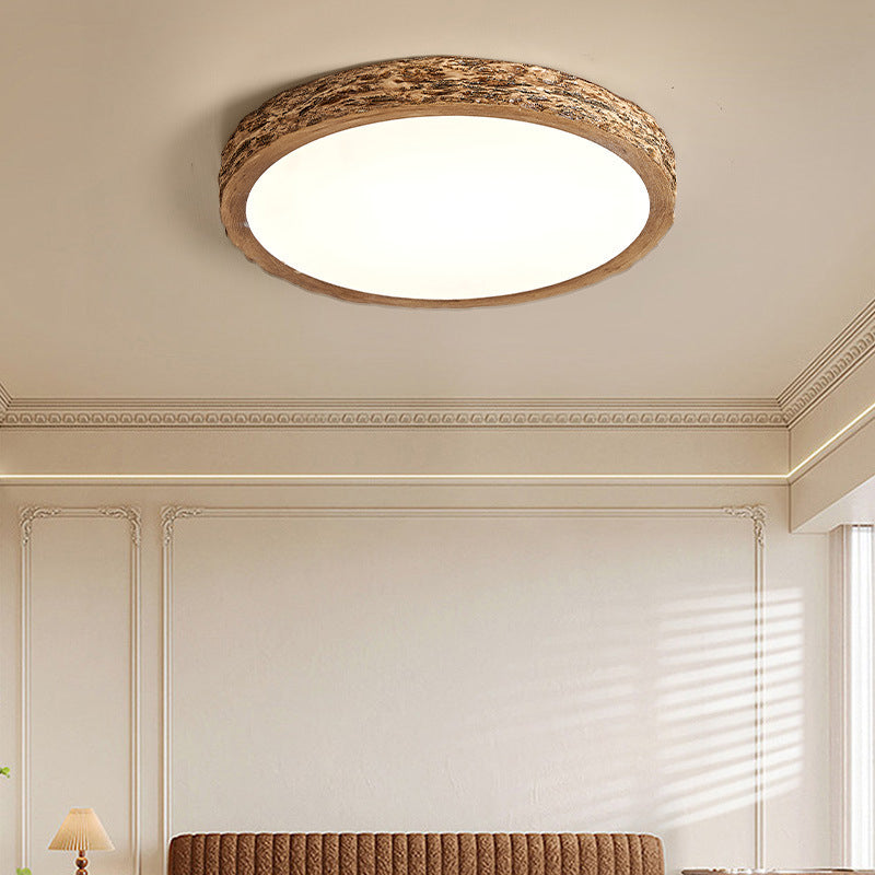Modern Minimalist Round Stone Grain Resin Iron LED Ceiling Light for Bedroom