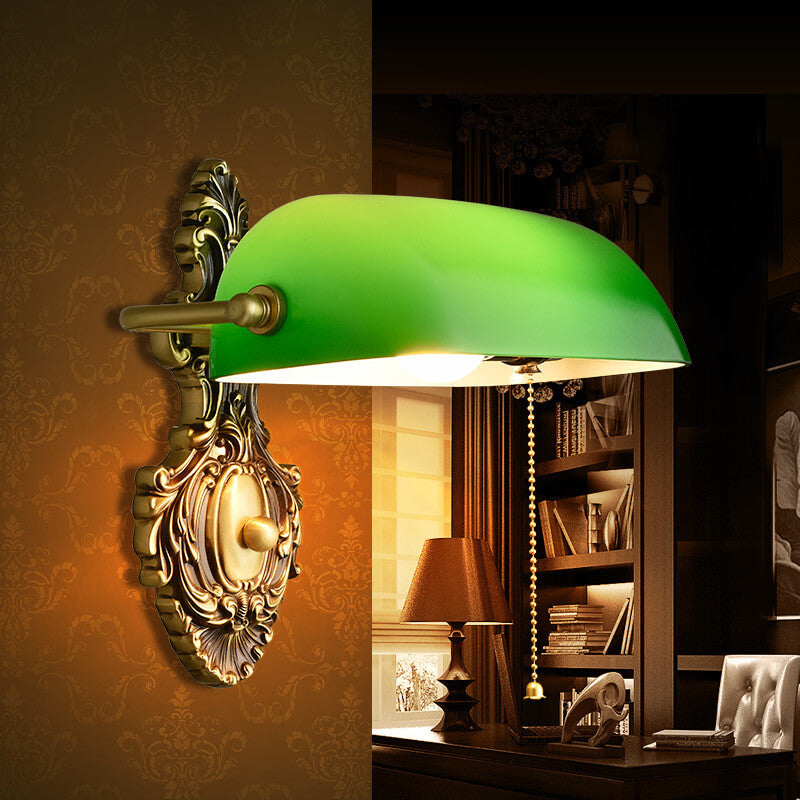 Contemporary Retro Copper Green Glass Shade Wall Sconce Lamp for Bedroom 

Enhance your bedroom with this stylish contemporary retro wall sconce. Featuring a unique copper finish and an elegant green glass shade, this 1-light lamp adds a touch of vintage